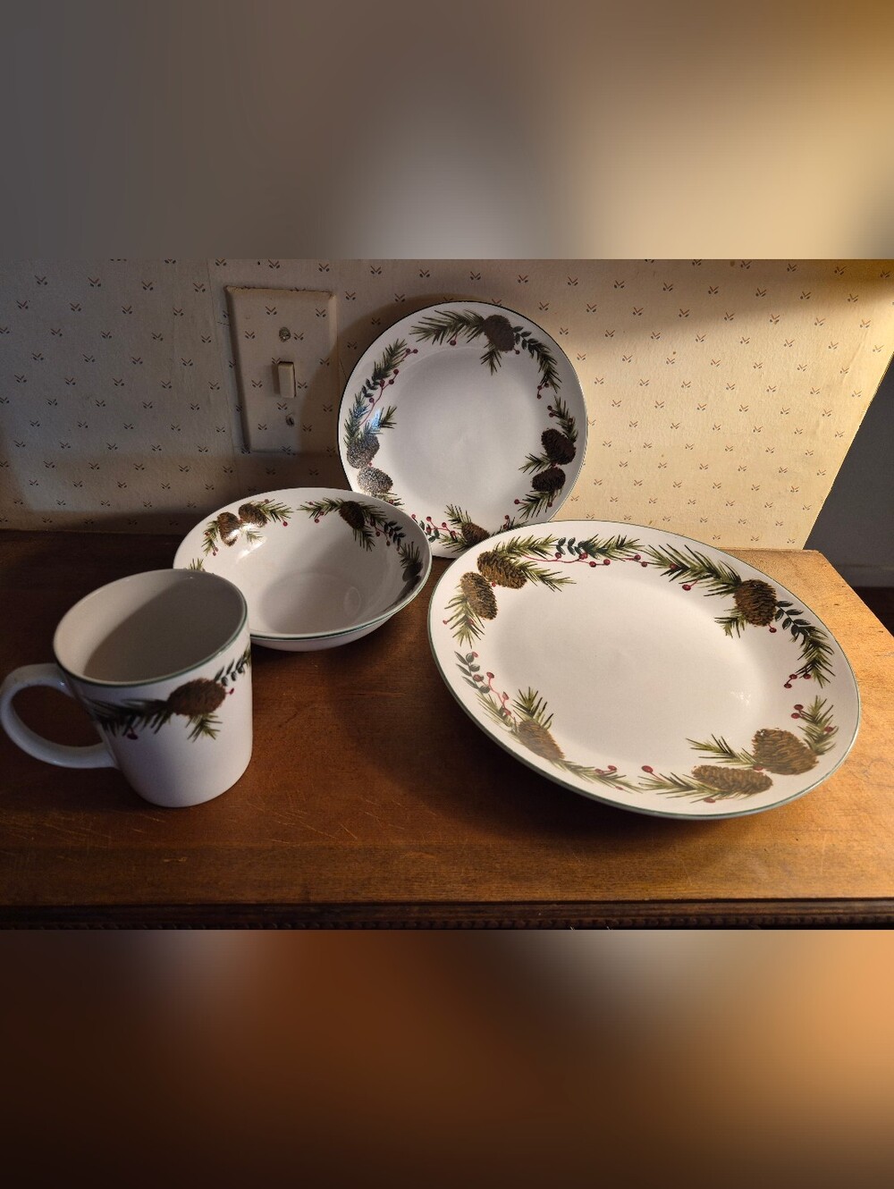 Totally Today Pinecone & Spruce Dinnerware Set 20pc